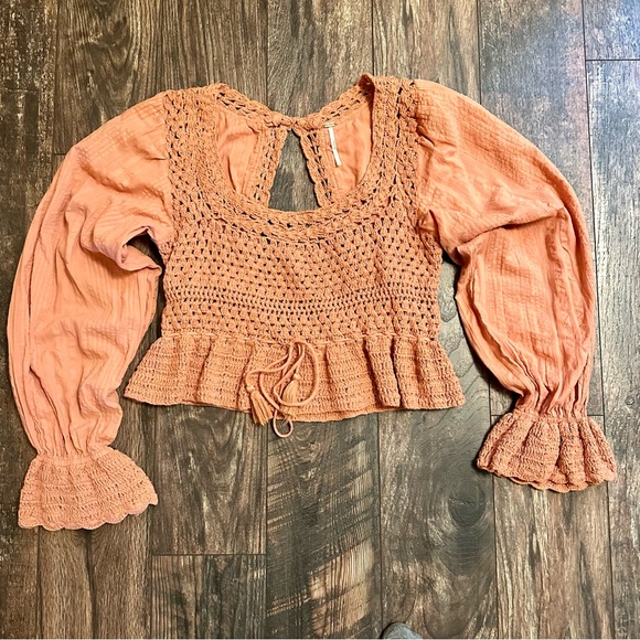 Free People Megan crochet top size large - Picture 2 of 15